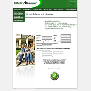 Bad Credit Home Refinance Page